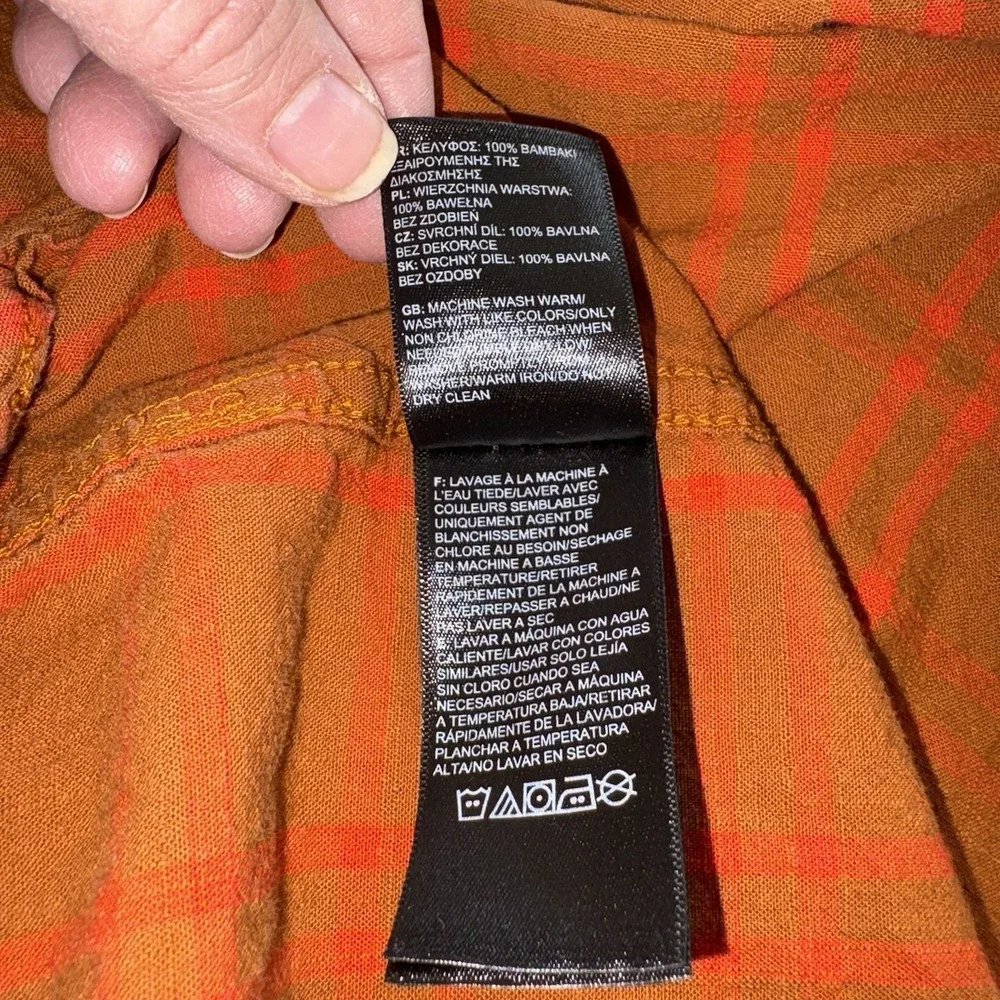 The North Face Mens Shirt Size Large Brown Orange Plaid Lumberjack Outdoor Hike